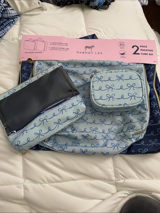 Dabney Lee Handbags - Dabney Lee Light Blue & Navy Bow Print 2-Piece Packing Cube Set